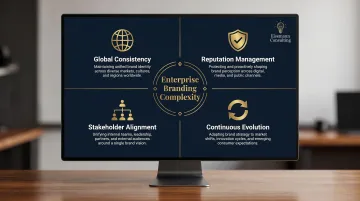 Four core enterprise branding challenges at scale infographic breakdown