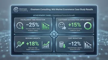 Eisemann Consulting ecommerce client results showing 3x revenue growth and fulfillment improvement