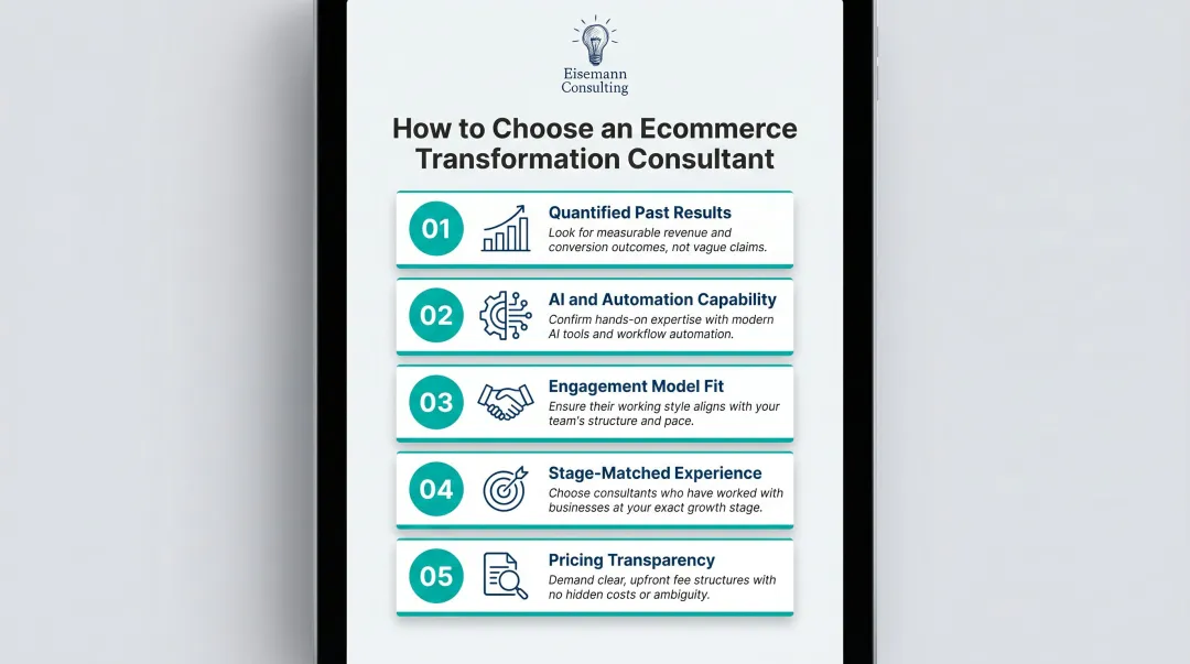Five criteria for evaluating ecommerce digital transformation consultants before committing