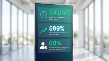 HR automation adoption statistics showing 599 percent growth and onboarding cost savings