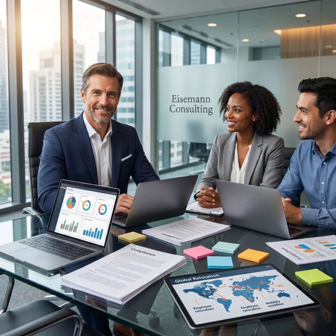 Consultant reviewing enterprise mobility strategy with business team