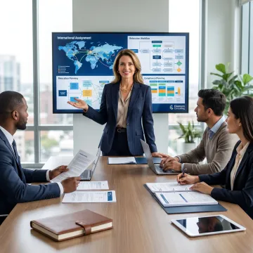 Consultant reviewing global mobility program plan