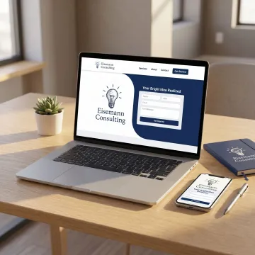 Modern small business website design on laptop