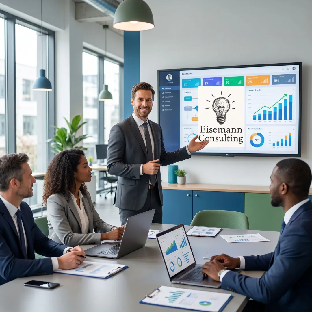 Business consultant reviewing scalable operations strategy