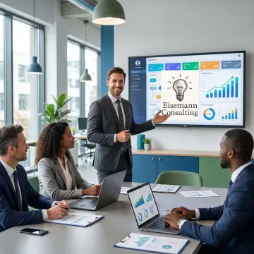 Business consultant reviewing scalable operations strategy