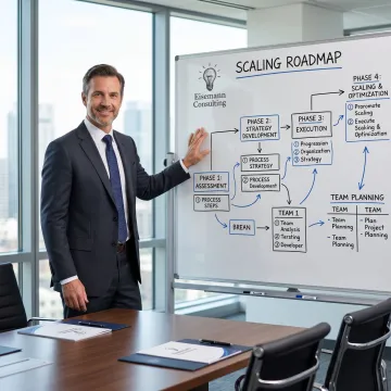 Consulting team mapping a business scaling process