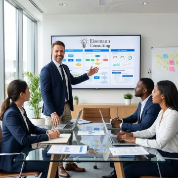 Consultant reviewing business operating system workflows
