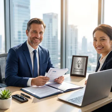 Immigration consultant reviewing visa documents