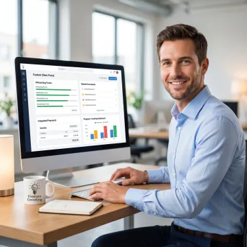 Consultant reviewing client portal workflow