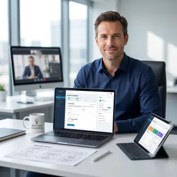 Virtual contract automation consultation on a laptop
