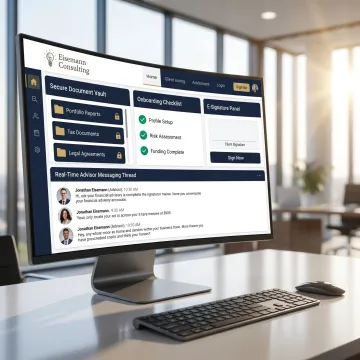 Secure wealth management client portal dashboard