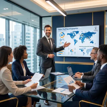 Consultant planning international staffing strategy with client
