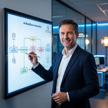 Consultant mapping an automation workflow process