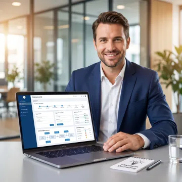 Consultant reviewing global mobility portal workflow