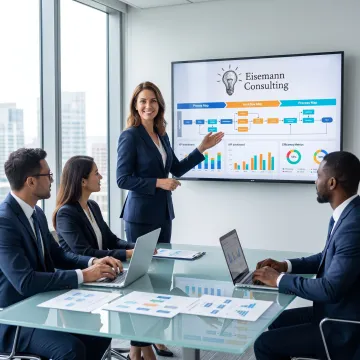 Consultant reviewing business systems workflow