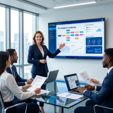 Consultant planning an AI adoption roadmap with business team