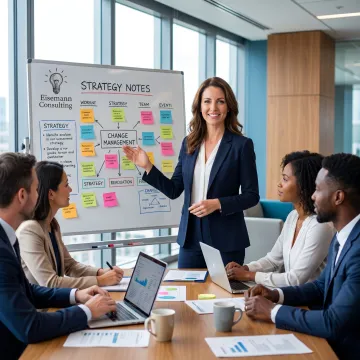 Consultant leading a workplace change management session