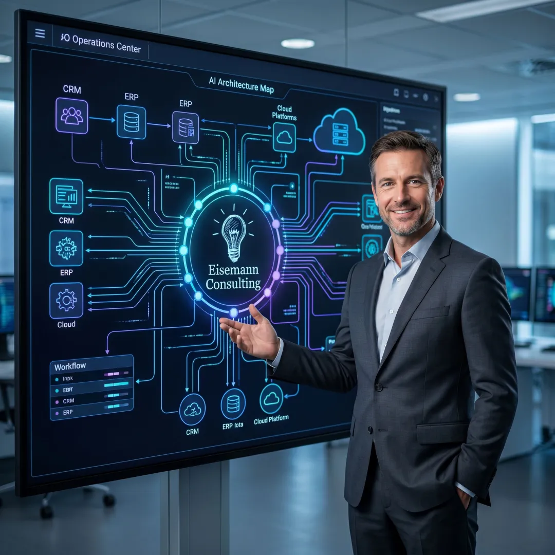 Consultant mapping AI automation strategy