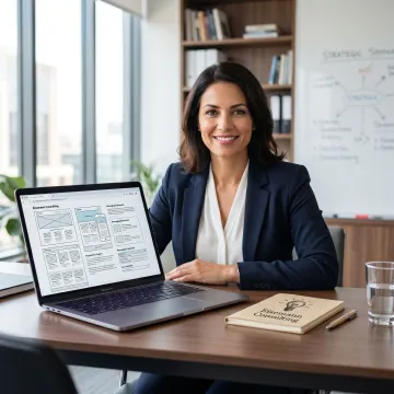 Consultant reviewing business website strategy and design