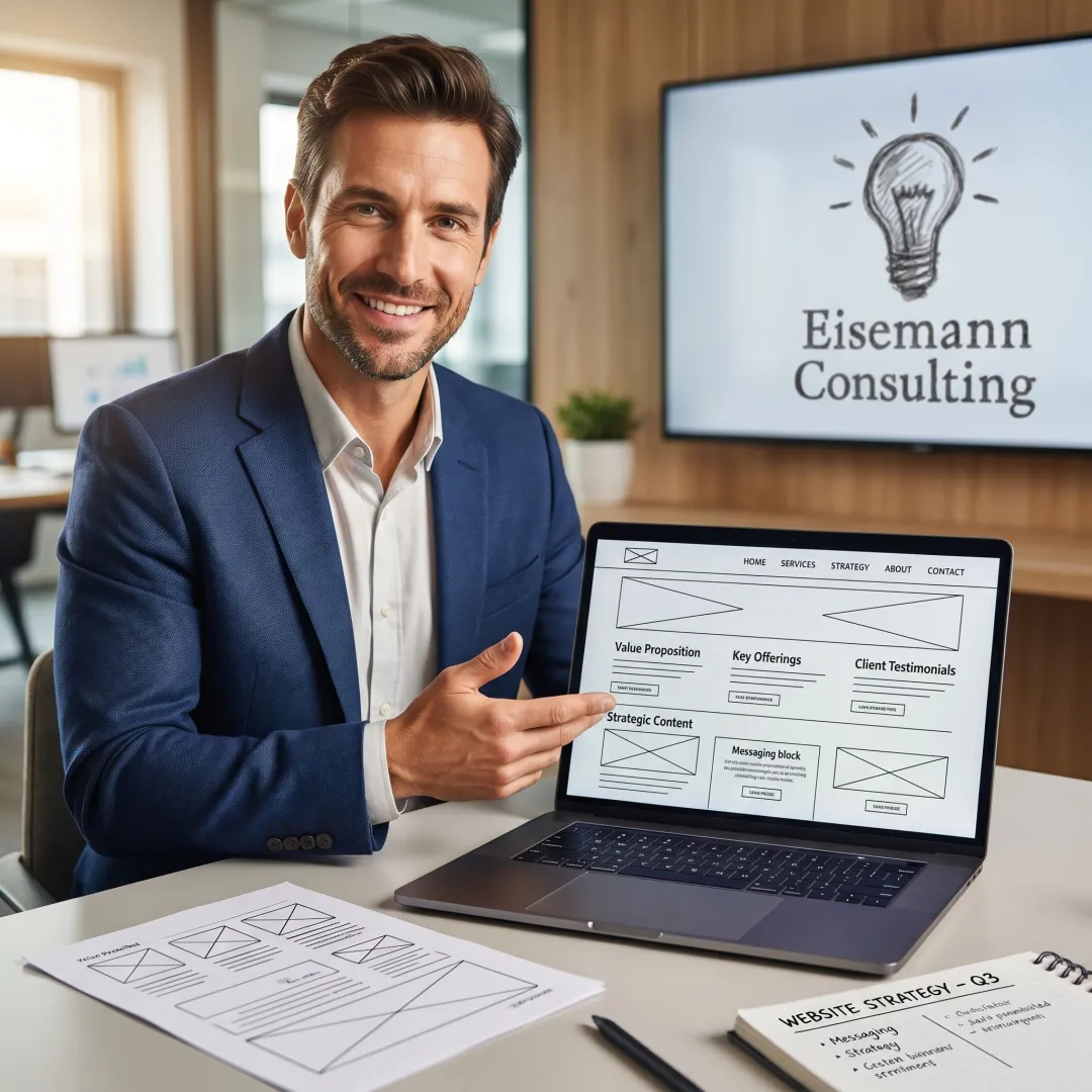 Consultant discussing website strategy