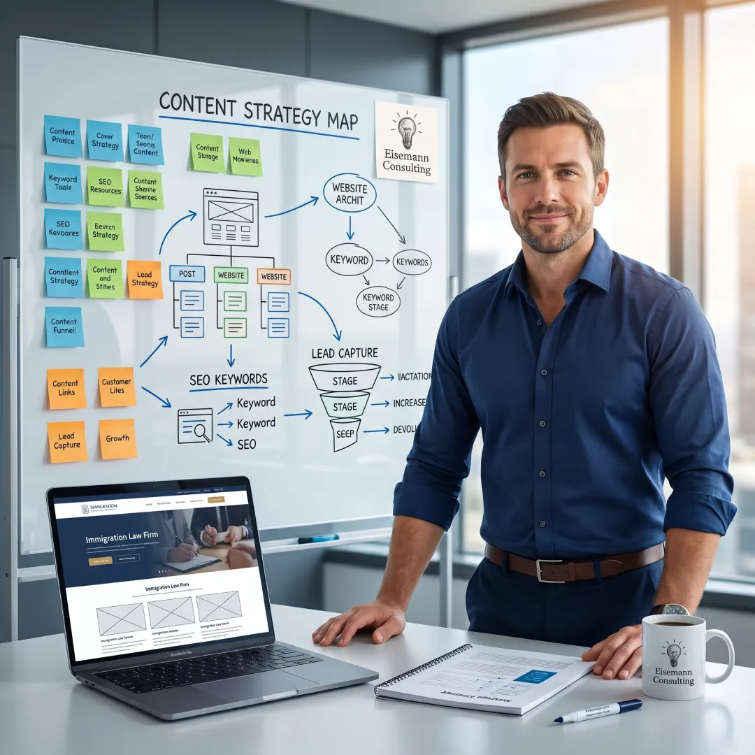 Consultant planning digital growth for an immigration law firm