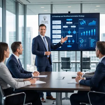 Consultant leading an AI strategy session