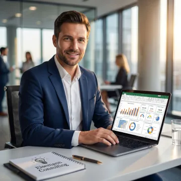 Excel workflow automation dashboard on laptop