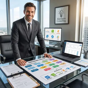 Consultant mapping automated employee onboarding workflow