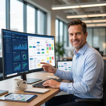 AI automation consultant mapping business processes on a screen