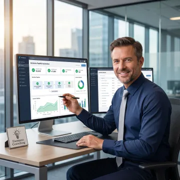 Consultant reviewing AP automation workflow dashboard