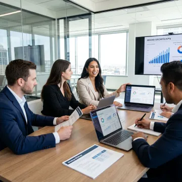 Marketing consultant reviewing strategy and analytics
