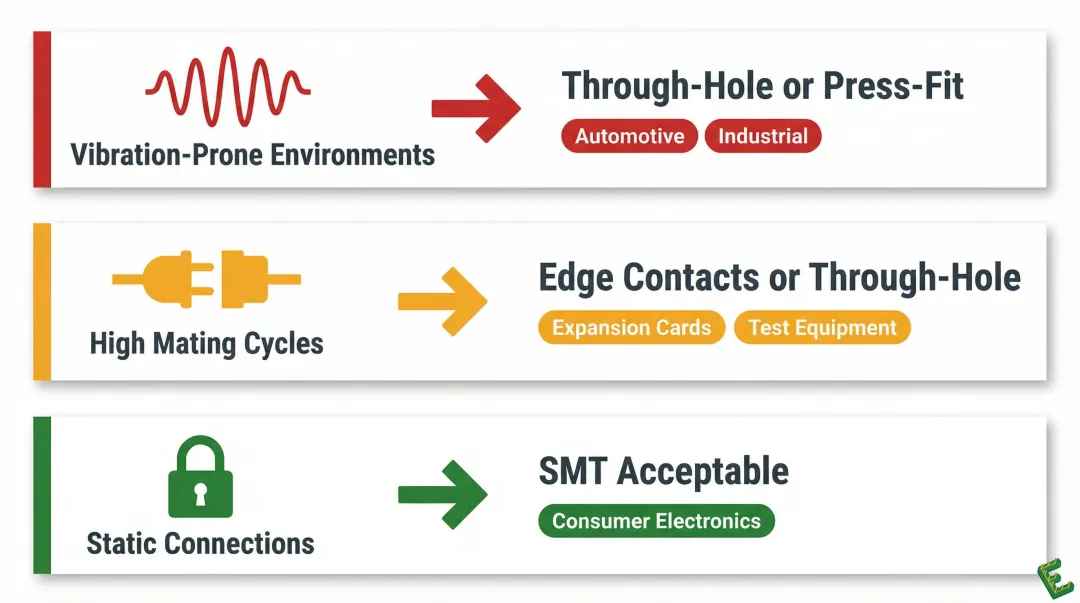 PCB connector pin type selection guide by mechanical environment and application category