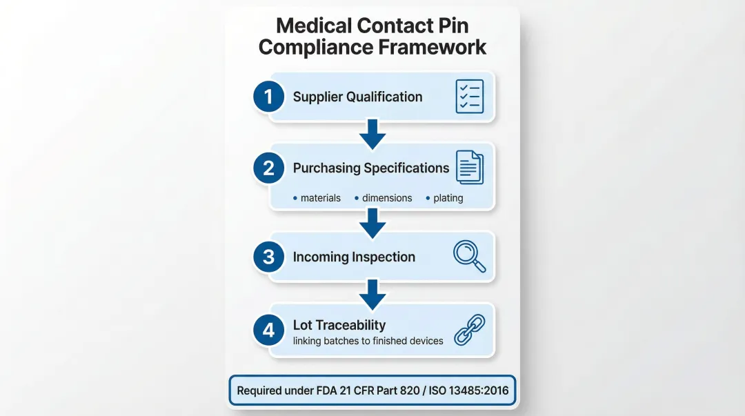 Medical device contact pin regulatory traceability framework FDA ISO 13485 compliance flowchart