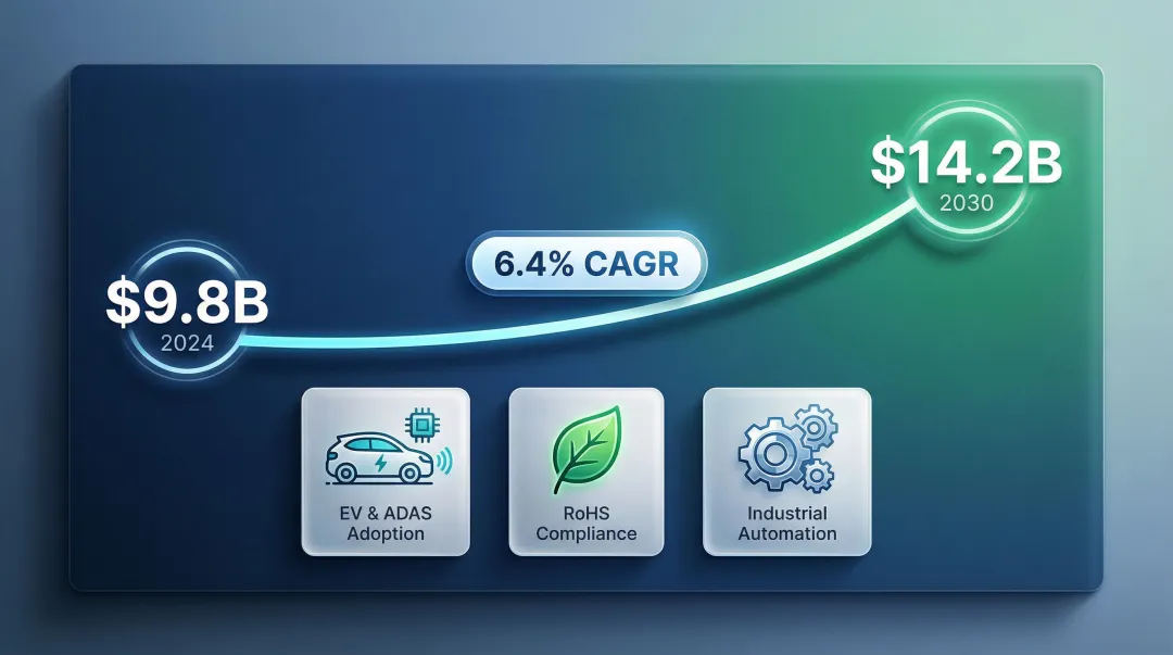 Press-fit connector market growth forecast from 9.8 billion to 14.2 billion by 2030
