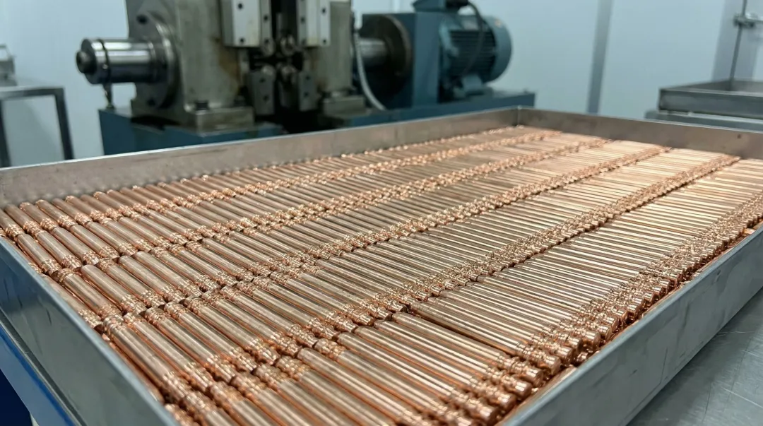 Custom Deutsch contact pins manufactured via automatic die rolling production process