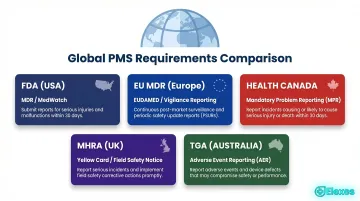 Global postmarket surveillance requirements across FDA EU MDR Health Canada MHRA TGA jurisdictions