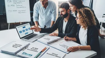 Elexes regulatory consulting team reviewing medical device benefit-risk documentation and submissions