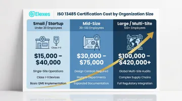 ISO 13485 certification cost comparison table by organization size and scope