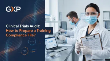 Medical device clinical trial team reviewing GCP compliance documentation in laboratory setting