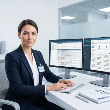 Consultant reviewing electronic records compliance