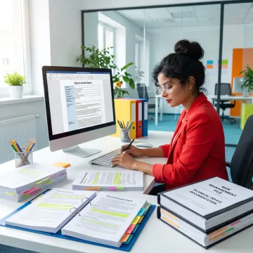 Consultant preparing a clinical evaluation report