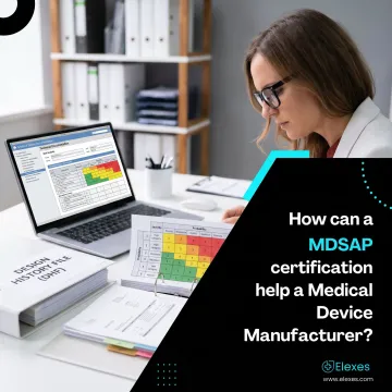 Consultant reviewing medical device design records