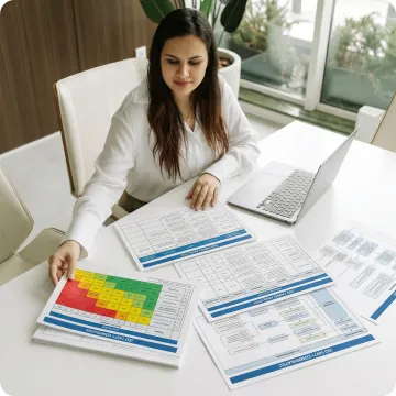 Consultant preparing ISO 14971 risk management documentation