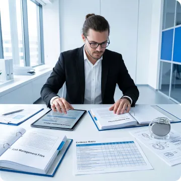 Specialist reviewing implant device clinical documentation