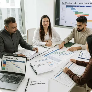 Life science strategy meeting with regulatory documentation