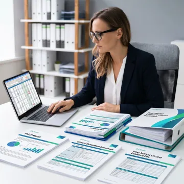 Consultant reviewing PMCF and clinical evidence files