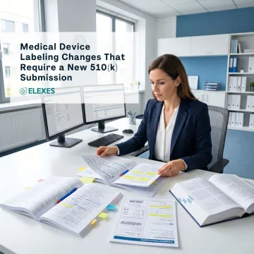 Consultant reviewing medical device IFU and labels