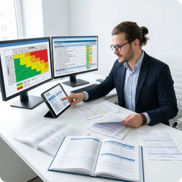 Consultant reviewing clinical evaluation documents