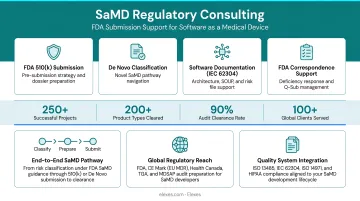 Elexes SaMD regulatory consulting team reviewing FDA submission documentation with client