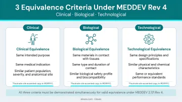 Three equivalence criteria clinical biological technological required under MEDDEV Rev 4